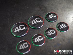 Alfa Romeo 4C Carbon Fiber Badge Cover Kit - Italian Stripe